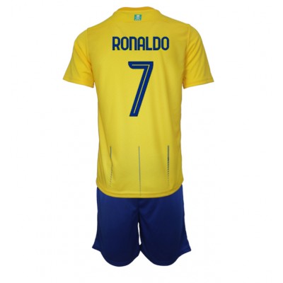 Fotballdrakt Barn Al-Nassr Cristiano Ronaldo #7 Hjemmedraktsett 2023-24 Kortermet (+ Korte bukser)